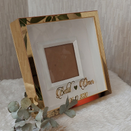 25x25 cm Verda Gold Ayna Anı Çerçevesi-Ledli ve İsim tarihli